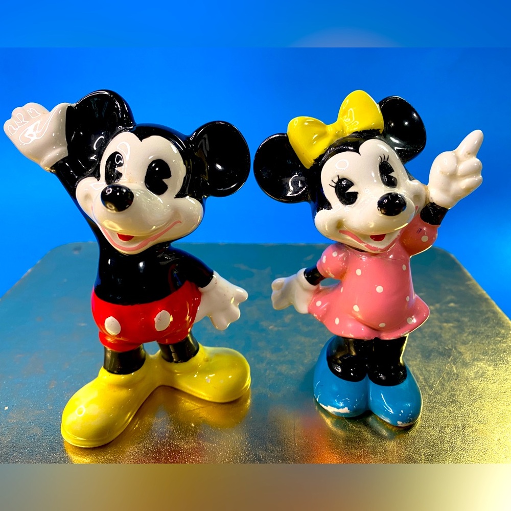 Walt Disney Mickey and Minnie Mouse Vintage Hand Painted Collectible Figurines